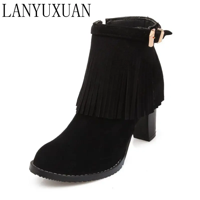 Женские ботинки с острым носком повседневные до щиколотки на каблуке большой