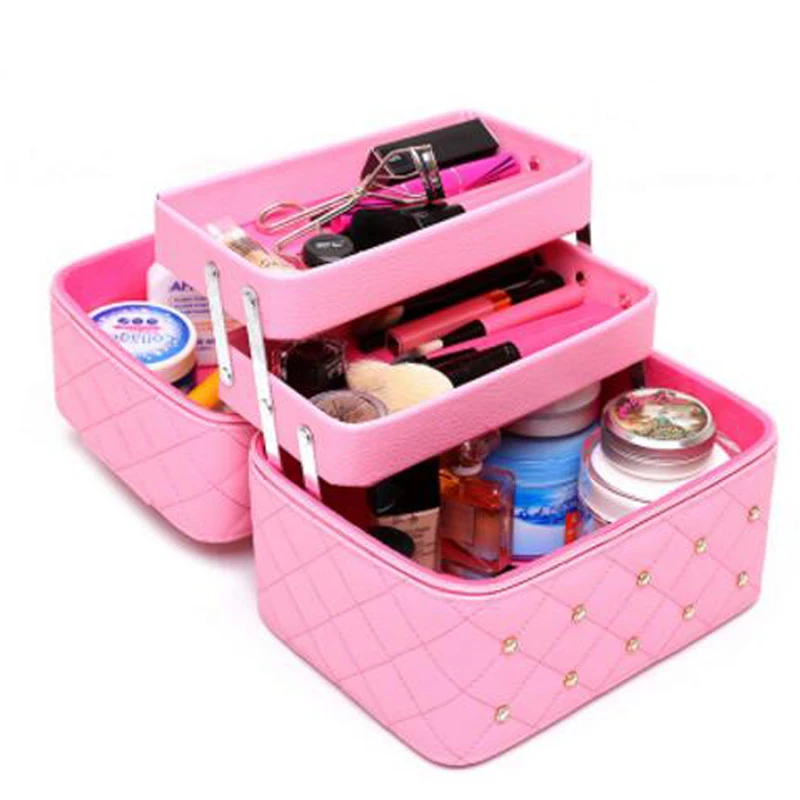 3 Слои большой Ёмкость Для женщин профессиональный макияж Чехол пуссеты с