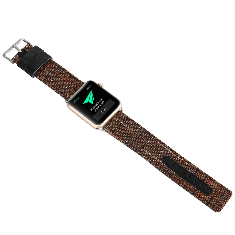 Ремешок для часов из льняной ткани и кожи 38 42 мм Apple Watch 1 2 3 iWatch|Ремешки часов| |
