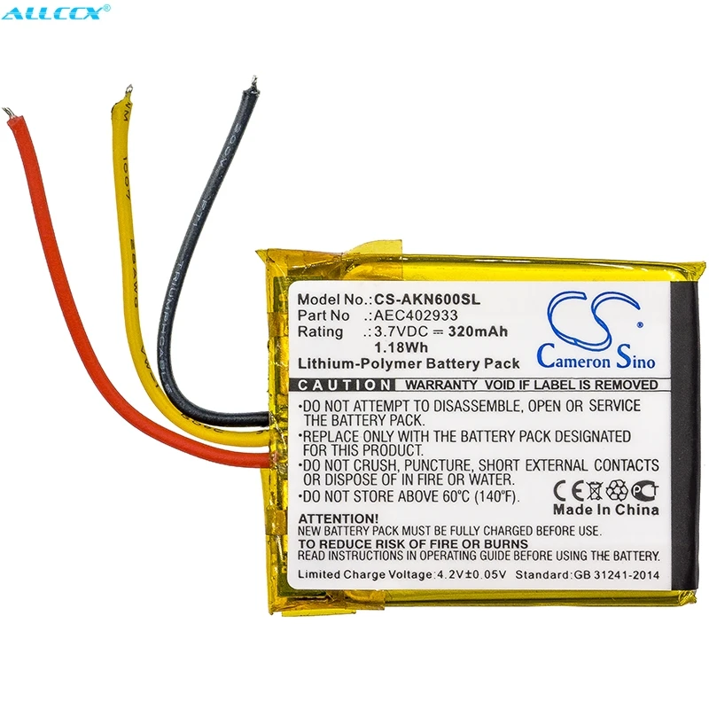 Аккумулятор Cameron Sino AEC402933 на 320 мАч для AKG N60 NC|Цифровые аккумуляторы| |