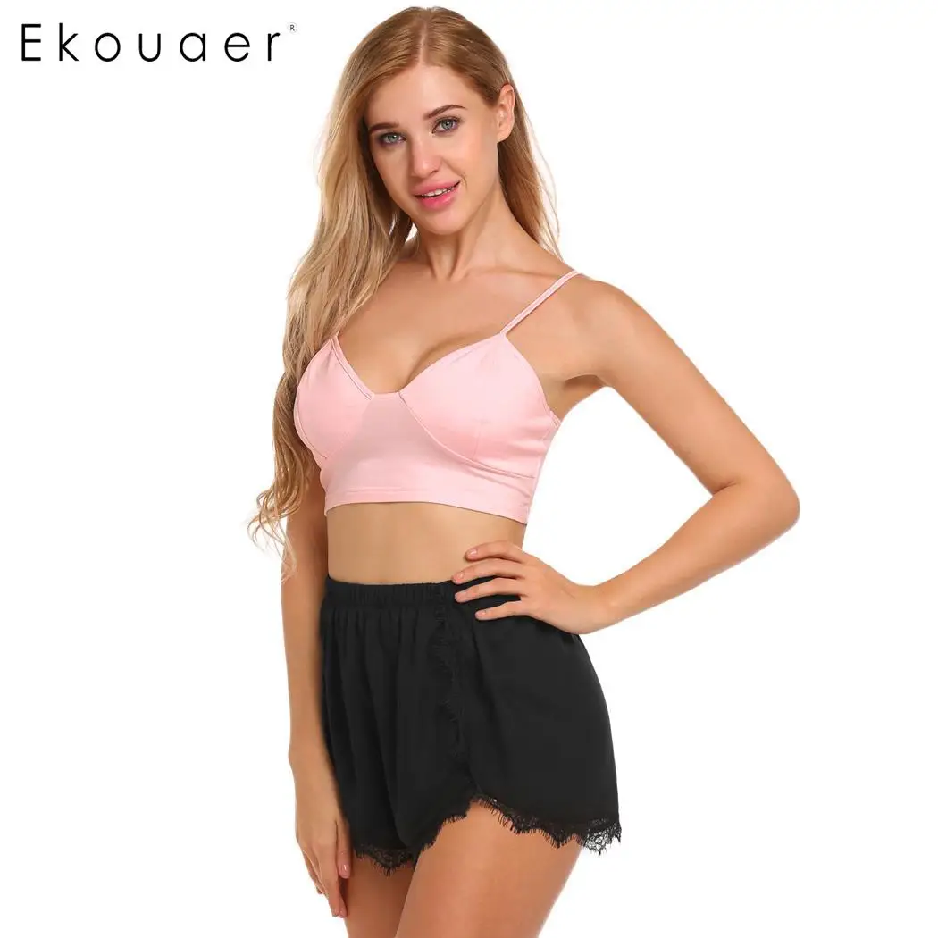Женский пижамный комплект Ekouaer с коротким топом на бретельках и шортами домашняя
