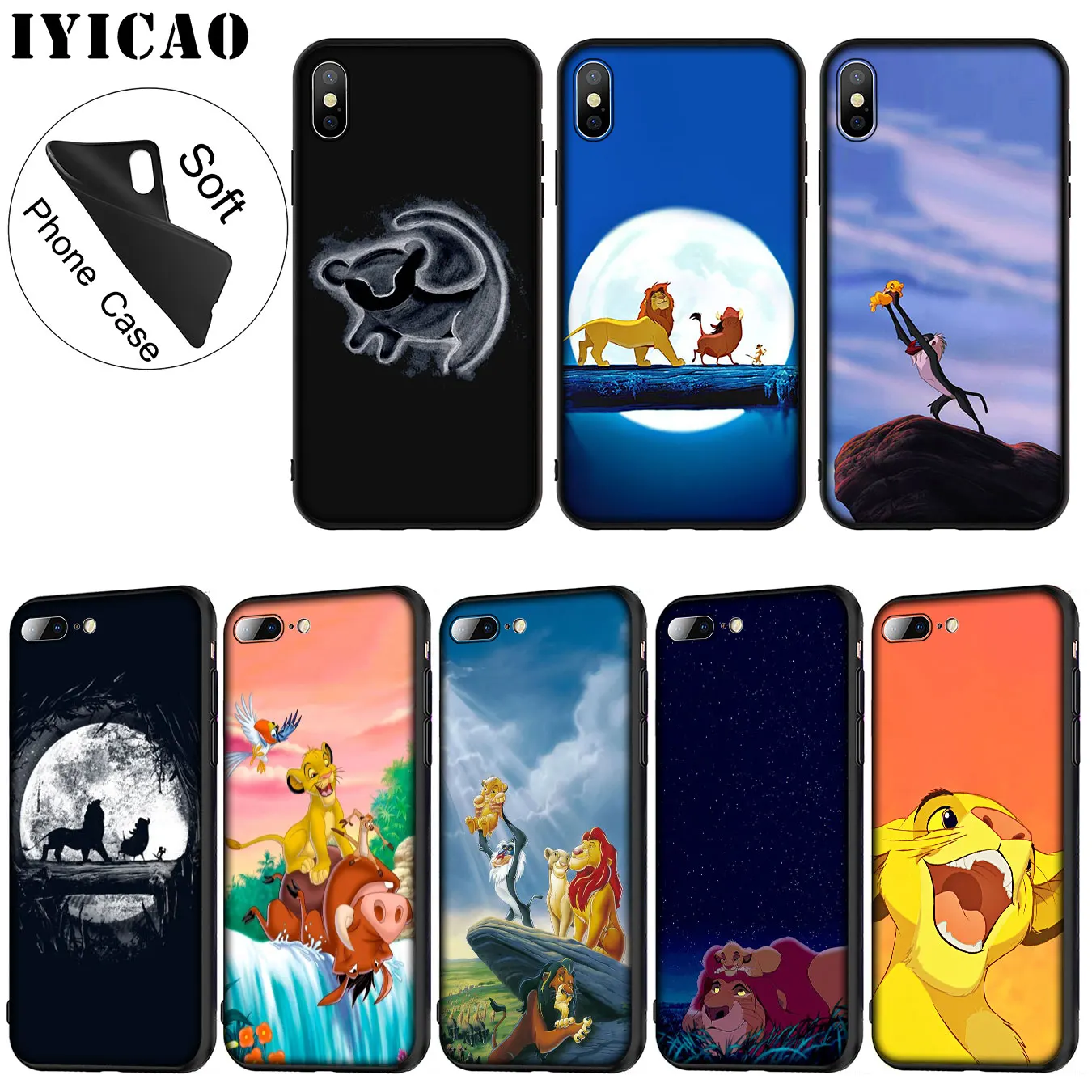 IYICAO Hakuna Matata Lion King Soft Silicone Phone Case for iPhone XR X XS 11 Pro Max 6 6S 7 8 Plus 5 5S SE TPU Black Cover |