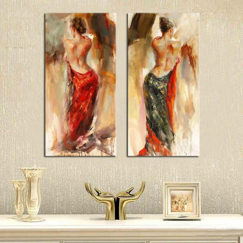 Ручная роспись танцоров фламенко Современная сексуальная обнаженная задняя