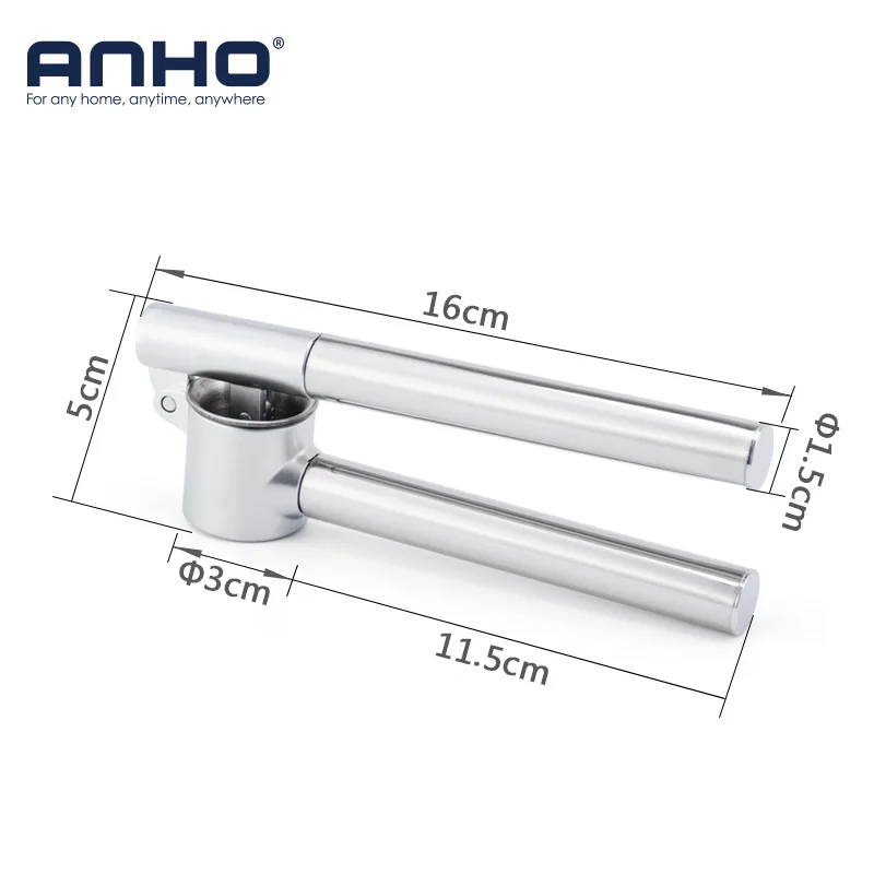 

ANHO Garlic Press Stainless Steel Manual Crusher Cooking Vegetable Fruit Squeeze Garlic Tool Home Kitchen Accessories Silver