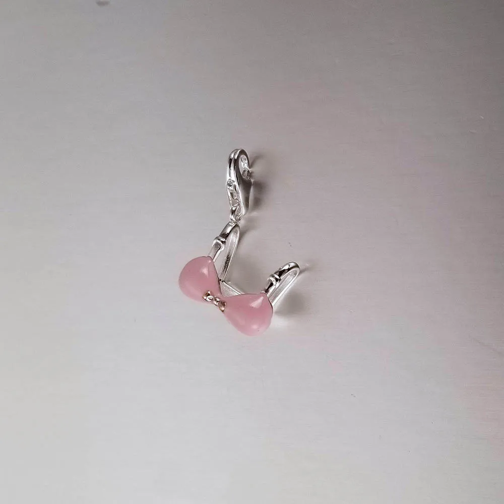 925 Sterling Silver Pink Bikini Top Diy Charms Fit Bracelet &amp Neckalce Making Jewelry For Women Girls Encantos TCH0145 | Украшения и