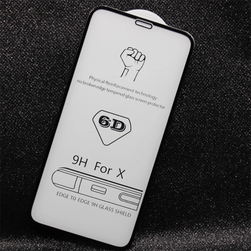 300 шт. DHL Для iphone XS Max XR 6D полное покрытие закаленное стекло твердость 9H изогнутые