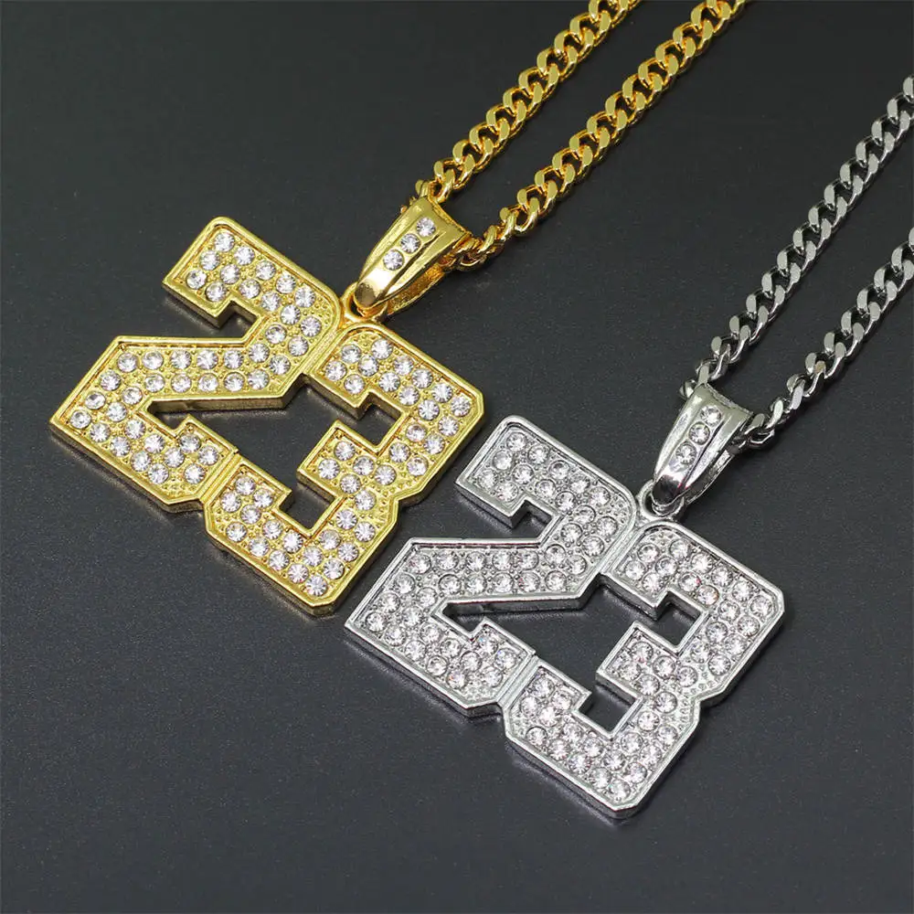 Bnrelease хип хоп Iced Out Полный Стразы сплав номер 23 Джордан кулон ожерелье Bling рэппер ювелирные изделия