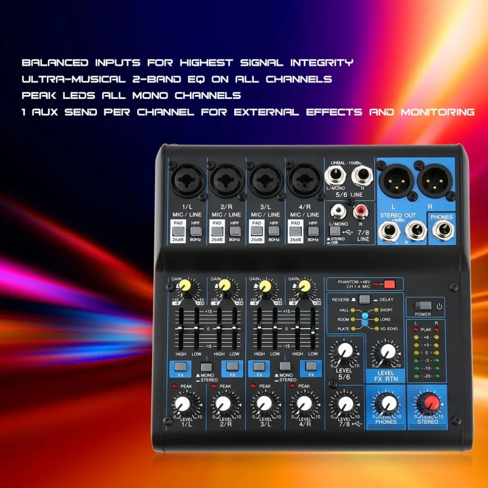 Dj Audio DJ Mixer AU Plug Mixer Audio Professional Mix Amplifier Mixer Audio USB Slot 16DSP+48V Phantom Power for Microphones