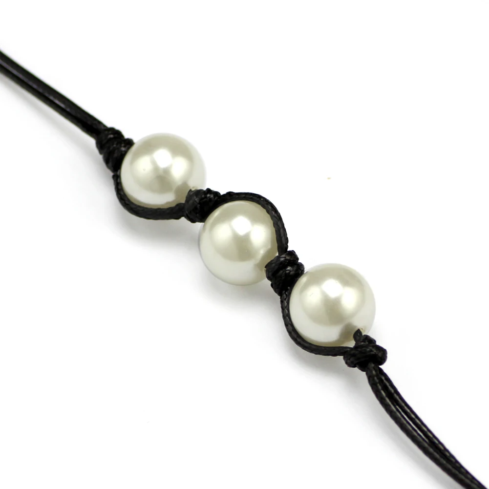 Cultured Freshwater Bib Leather Pearl Necklace Choker Jewelry For Women | Украшения и аксессуары
