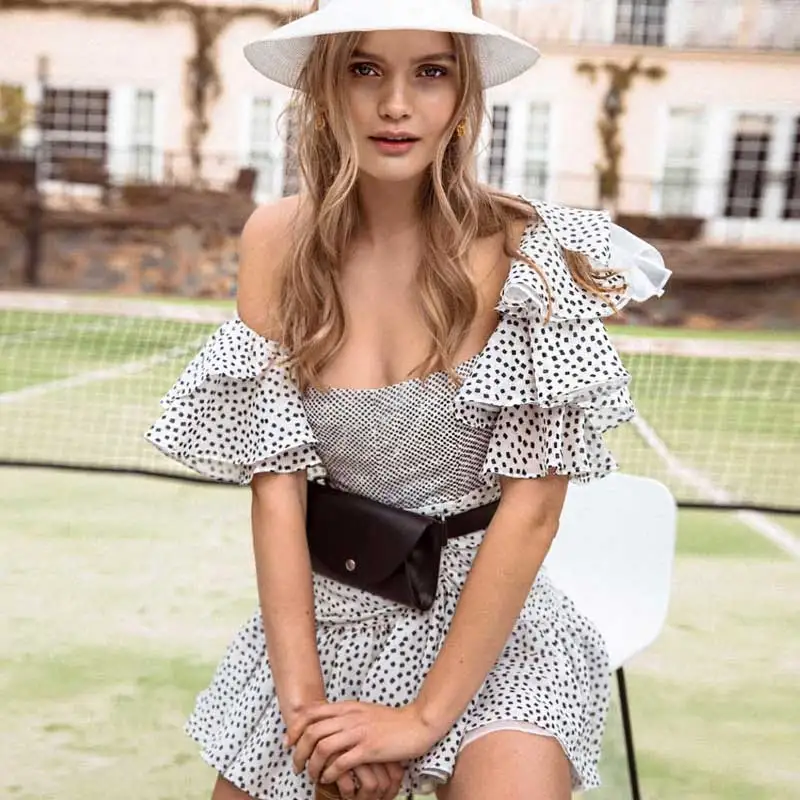 Богемный Вдохновленный Летнее мини-платье с открытыми плечами и оборками