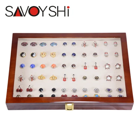 Шкатулка для ювелирных изделий SAVOYSHI, роскошная стеклянная, вместимость 50 пар, деревянная Подлинная окрашенная шкатулка, 350*240*55 мм