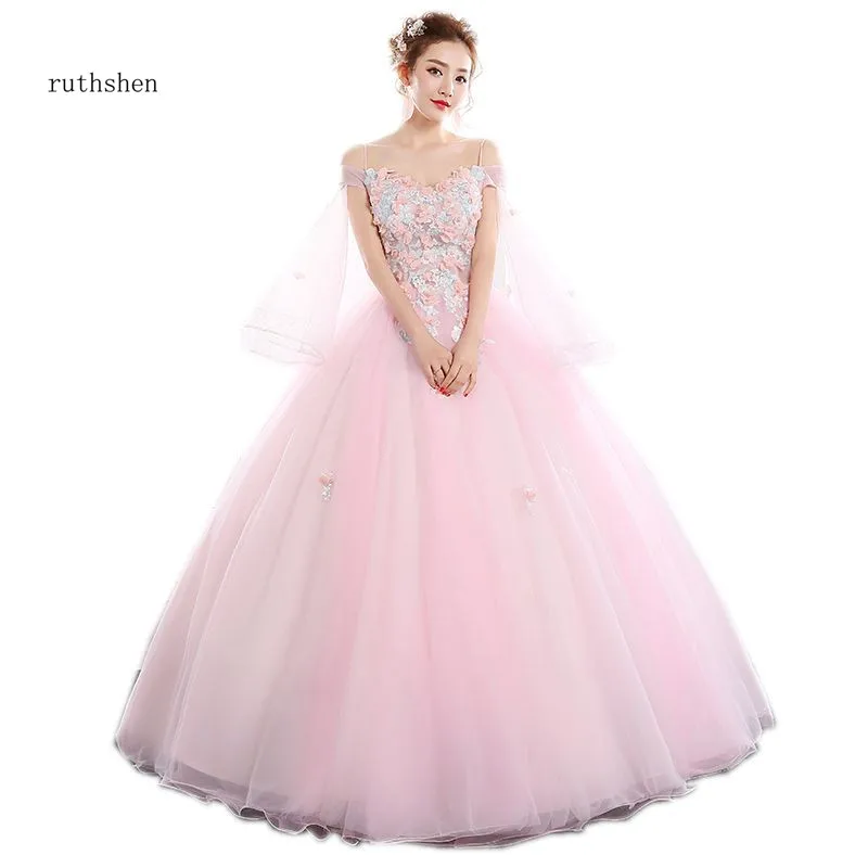 Платье принцессы с открытыми плечами rossado Quinceanera розовое платье для выпускного