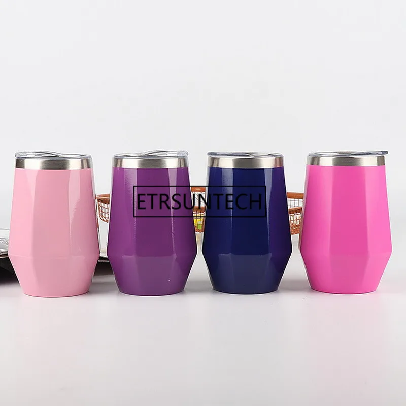 12oz Diamond Egg Cups Wine Tumbler Double Wall Stainless Steel Beer Vacuum Insulated mug drinking coffee Red | Дом и сад