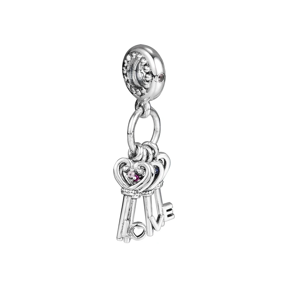 DIY подходит для браслетов Pandora Beads подвески ключи любви с разноцветным кубическим