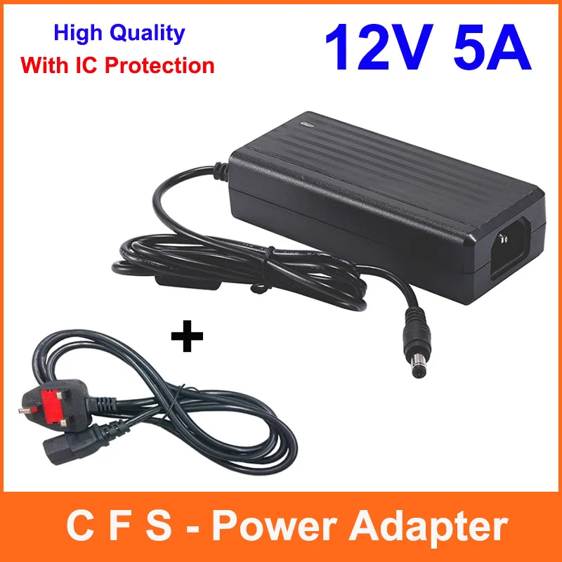 С IC защитой AC DC адаптер 12 В 5A источник питания 60 Вт для 5050 3528 LED жесткая полоса