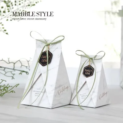 

2019 Newst Special Marble Candy Box With Different Ribbon Birthday Party Decor Supplies Candy Boxes Wedding Gift Box