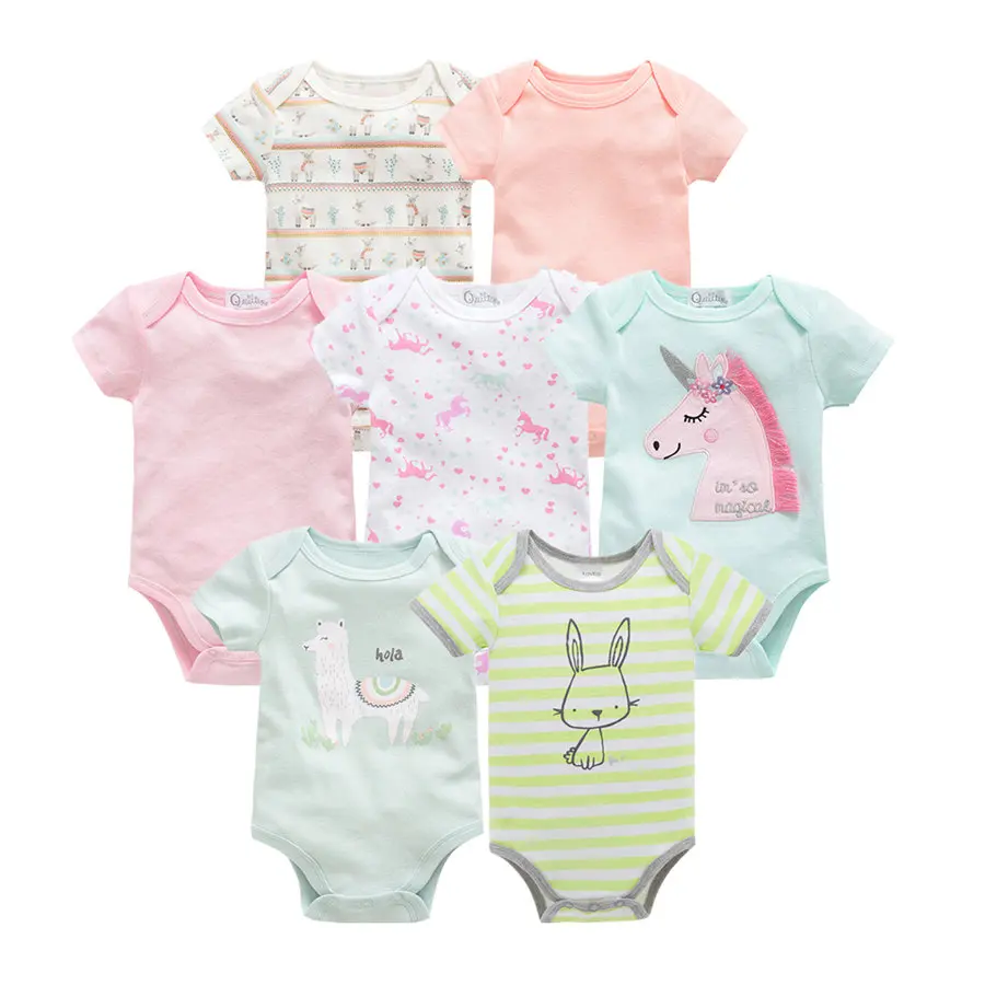 Kavkas vetement bebe, лето, 7 шт./лот, одежда для маленьких мальчиков, roupas de bebe recien nacido, Одежда для новорожденных девочек 0, 3, 6, 9, 12 месяцев - Цвет: 205722232289