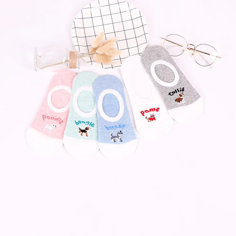 5 пар/лот Женские Противоскользящий носок Тапочки Милые носки невидимки из