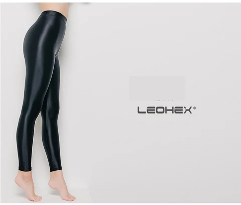 DROZENO гладкие штаны для сексуальных женщин LEOHEX атласные глянцевые непрозрачные вечерние блестящие штаны чулки колготки блестящие Мокрый Вид колготки, трусы