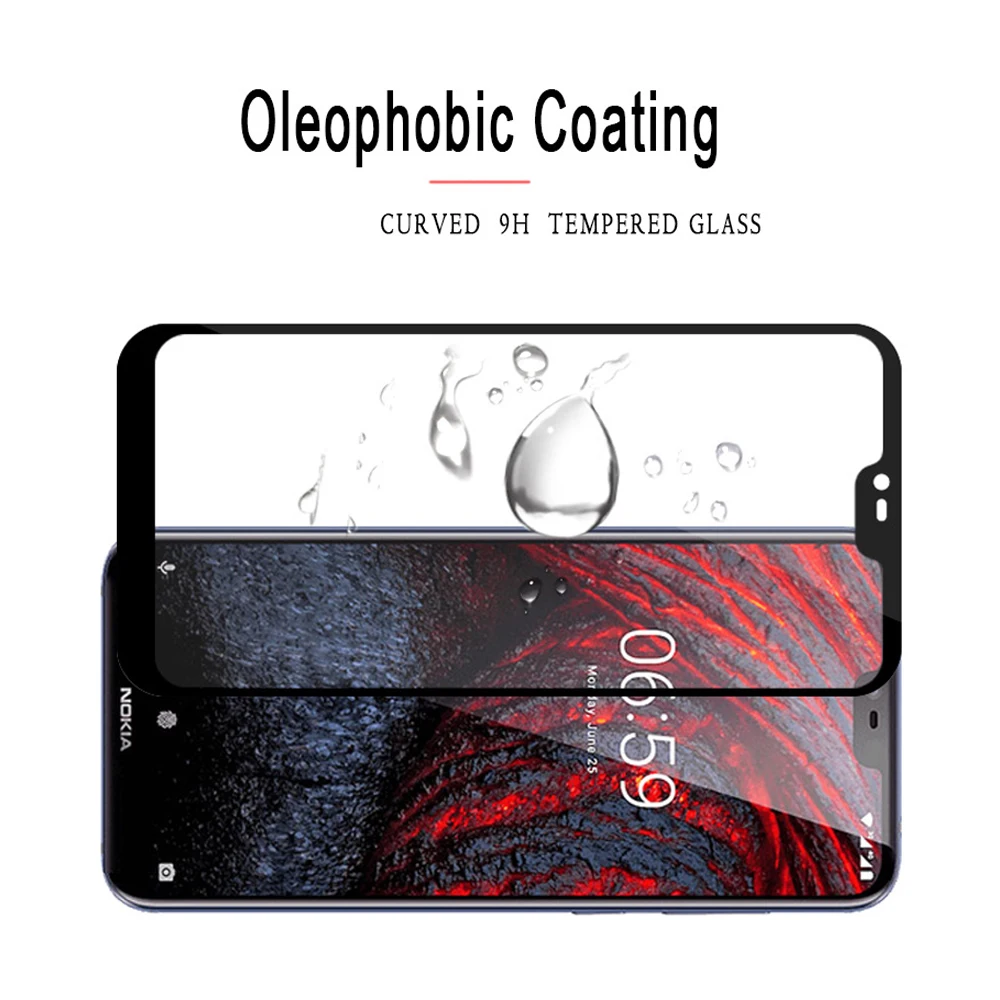 Полное покрытие из закаленного стекла для Nokia 7 1 Plus Защитная пленка X7