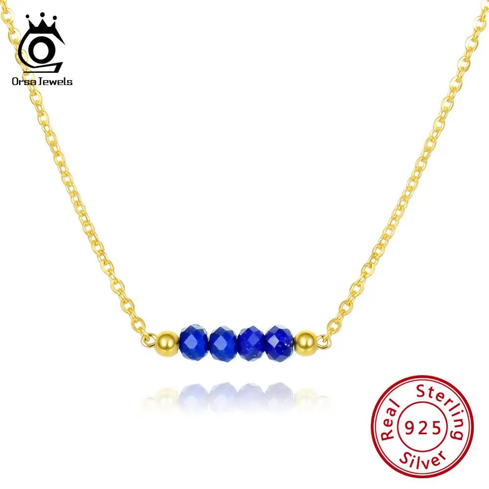 ORSA JEWELS кольцо из натурального камня ожерелье для женщин 18K позолота лазурит синий