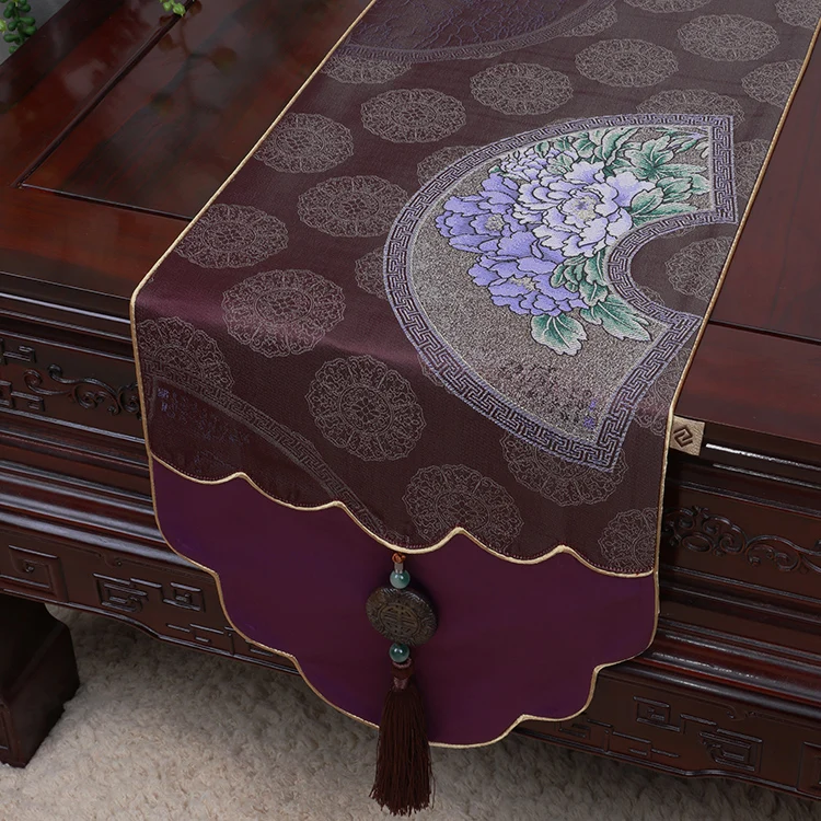 Утолщенная Роскошная Нефритовая жаккардовая скатерть Рождественский китайский стол скатерть-дорожка с высокой плотностью шелковая парча Декоративная скатерть
