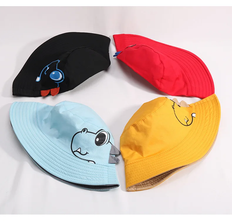 Dinosaur Baby Hat Cotton Double-sided Bucket Hat Baby Spring Autumn Cap Kids Hats Toddler Baby Accessories 1PC