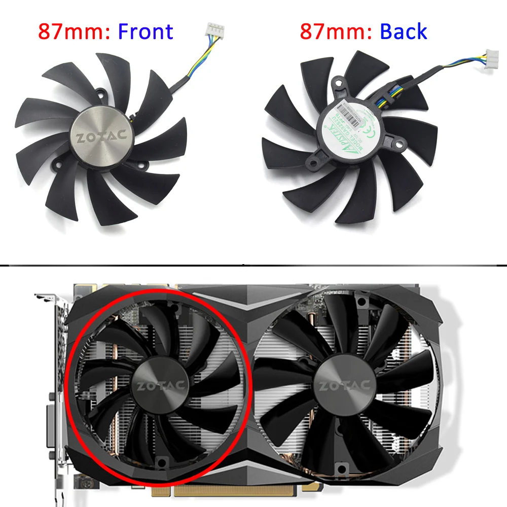 

87MM GA91S2H GA92S2U 0.35A Cooler Fan Replacement For ZOTAC GTX 1070Ti 1080Ti MINI GPU Video Card Cooling Fan