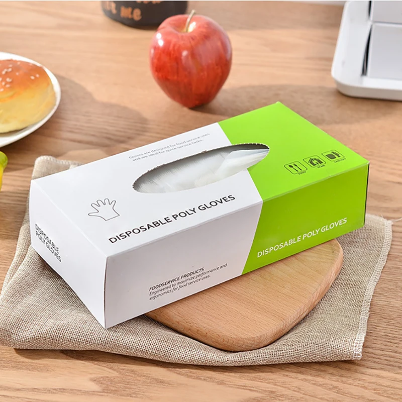 Transparent Disposable Poly Gloves Sterile Safety Food Service Cleaning One-off Supplies | Дом и сад