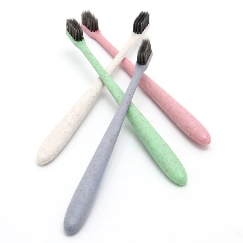 

1pcs/lot Wheat Straw Toothbrush Soft slim tip Toothbrushes Travel Suits Portable Wholesale Teeth Cleaning Teeth Care Brush