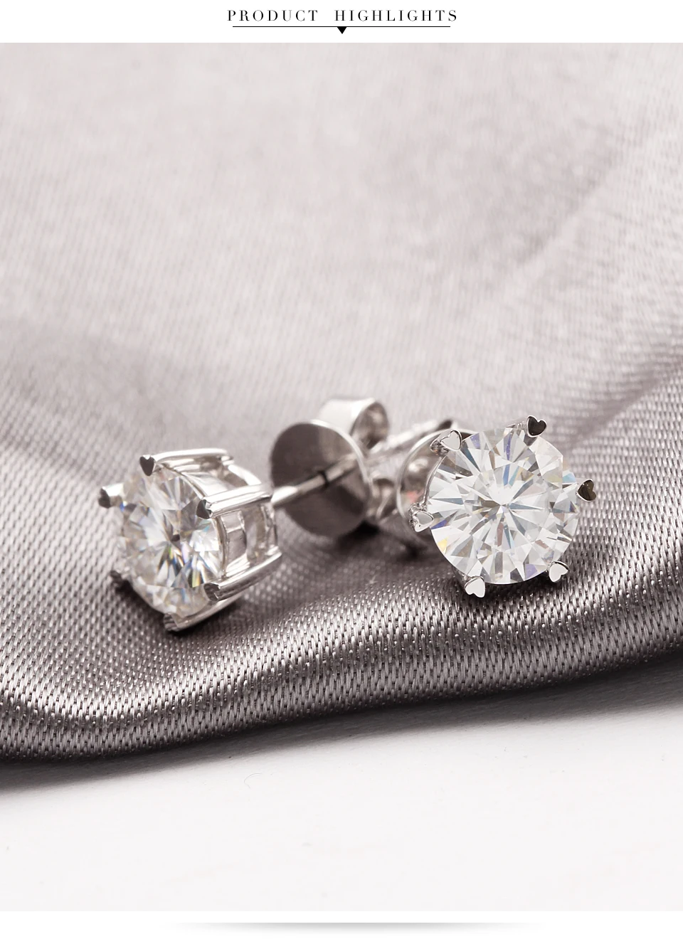 EDI классические серьги-гвоздики из белого золота Настоящее 18k 1,2 cttw круглые блестящие серьги с муассанитом для женщин ювелирные изделия подарок