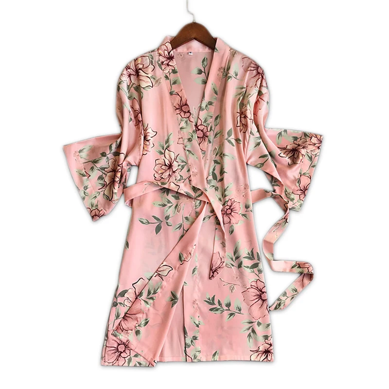 Женское шелковое кимоно с цветочным принтом|kimono robe|womens kimono robehome robe |