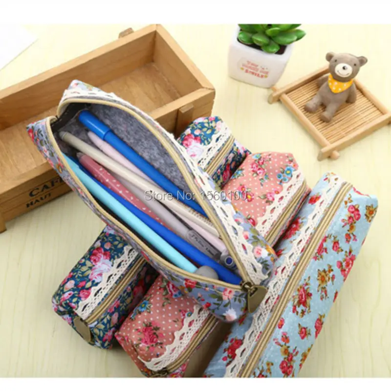 3 шт./лот модный мини пенал в стиле ретро с цветочным кружевом сумка для ручек