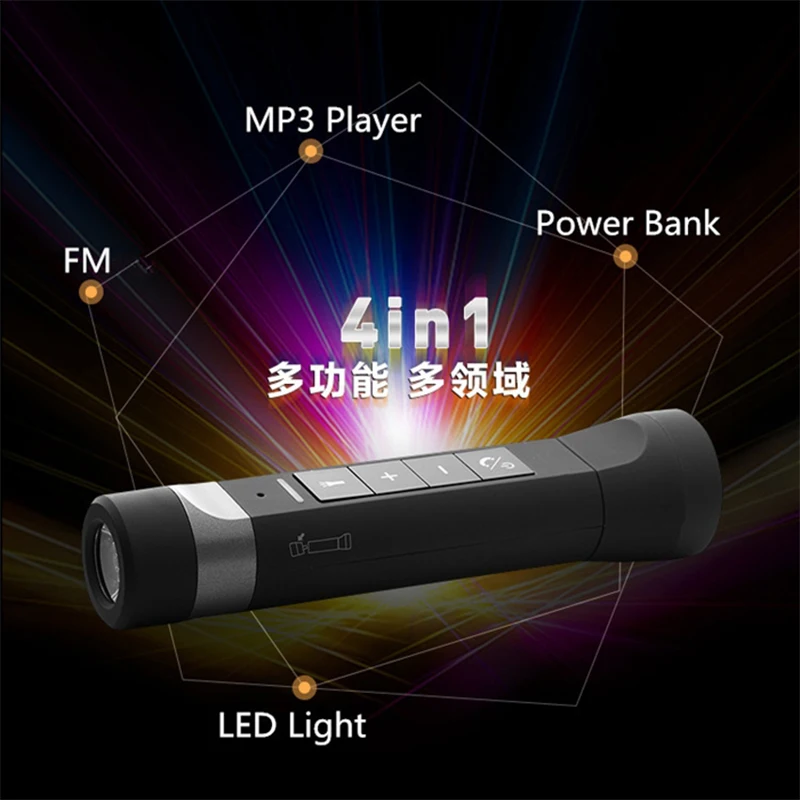 СВЕТОДИОДНЫЕ Музыка Фонарик С FM Радио Встроенный Динамик Power Bank Портативное