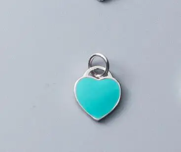 blue 925 пробы Серебряная Очаровательная подвеска в форме сердца, фирменный дизайн, розовая/синяя подвеска с клеем, подвеска для рукоделия, подходит для ожерелья, браслетов, DIY ювелирных изделий - Окраска металла: blue