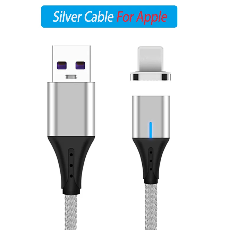Silver Plug For 8Pin Магнитный Usb кабель для зарядки type C mi cro Usb C кабель 2 м метр Быстрая зарядка 3,0 кабель для Xiaomi mi 8 9 A2 красный mi Note 7 Pro - Цвет: Silver Plug For 8Pin