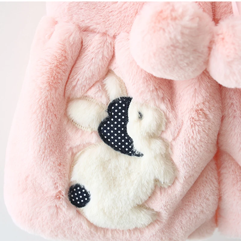 Baby girl clothes winter cartoon rabbit baby vest sleeveless hoodie coats 1-2years girls coat |