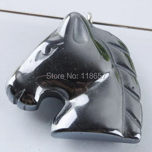 Натуральный черный гематит драгоценного камня Horse бисера кулон Jewelry 1 шт.