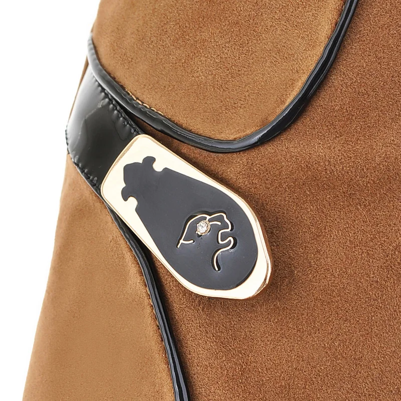 Мода Тонкий Женщины Колено Высокие Сапоги Случайные Замши толстые Каблуки обувь