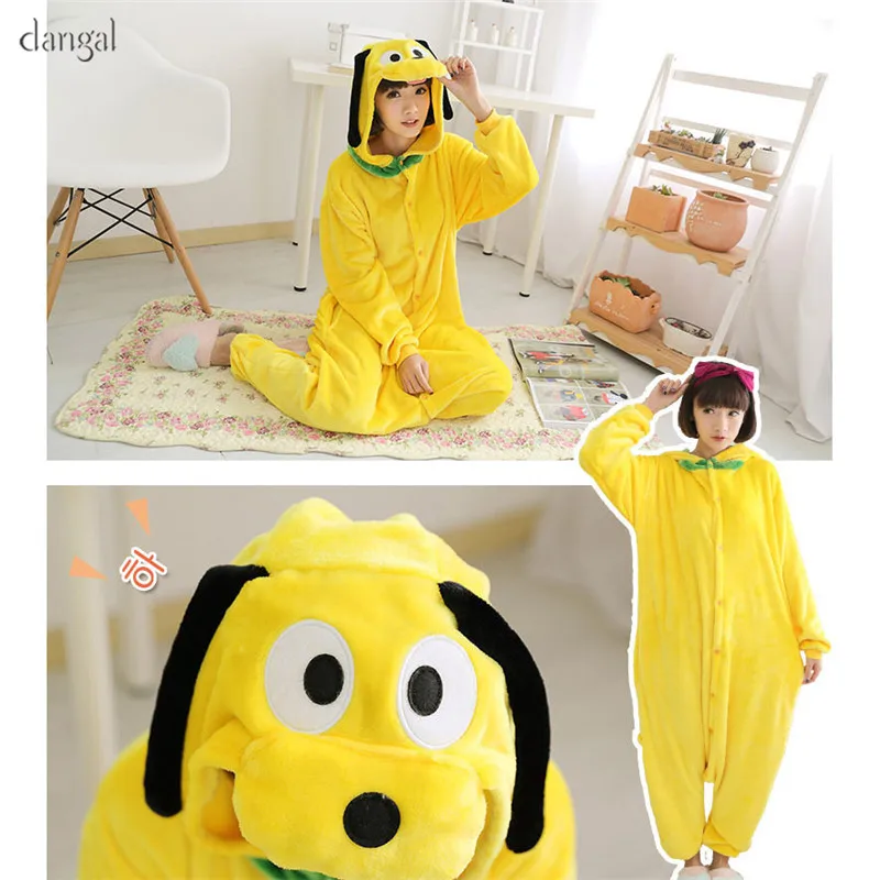 Kigurumi Cute Goofy Dog Adult&ampKids Pajamas Animal One Piece Yellow Pajama kigurumi Unisex Bottoms Warm Soft |