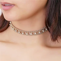 2018 women choker necklace champagne gold ccb mutli bow rhinestone pendants chain coller necklaces jewelry