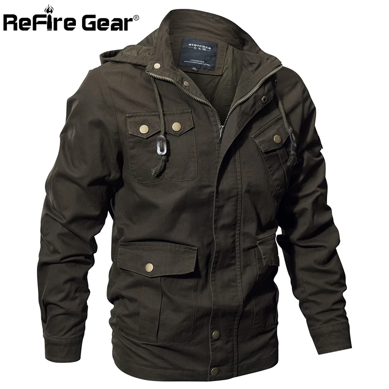 Refire gear Air Force стиль худи милитари куртка мужская зимняя хлопковая тактическая армейская куртка-бомбер Осенняя повседневная куртка-Карго