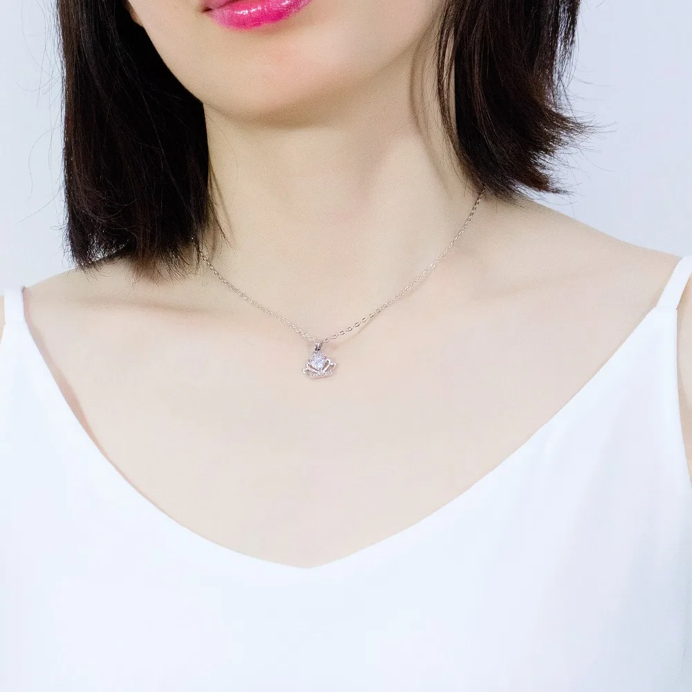 Simple ins item fashion rhinestone crown necklace female Korean student pendant 3-KX708 | Украшения и аксессуары
