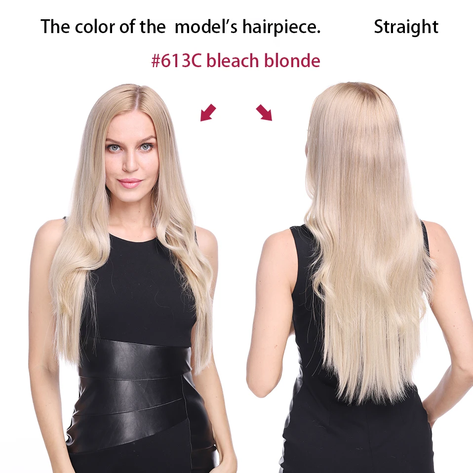 BENEHAIR Synthetic Invisible Wire No Clips In Hair Extensions Secret Fish Line Hairpieces Hair Extensions Fake Hair For Women