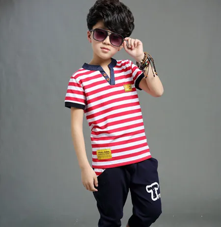 Костюм с короткими рукавами для мальчиков 2016 г. новая летняя детская