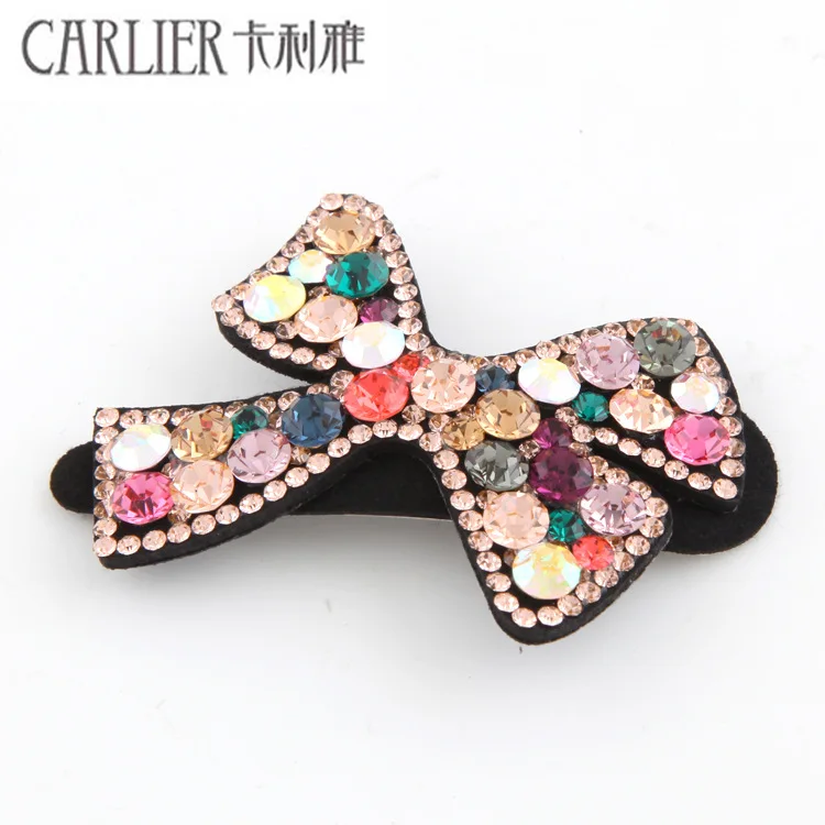 upscale full drill leather lace clip imported diamond hair accessories Japan and the new bow factory direct sale | Детская одежда и