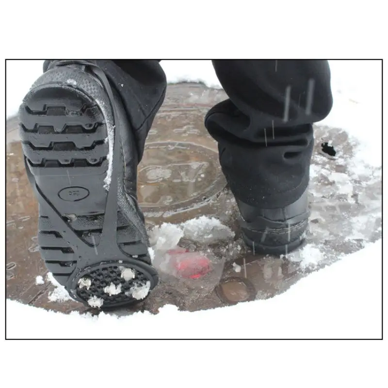 

1 Pair 5 stud Walking Anti Slip Ice Snow Route Camping Shoe Point Grip Climbing Ice Crampon Stretch Tight Rubber Band