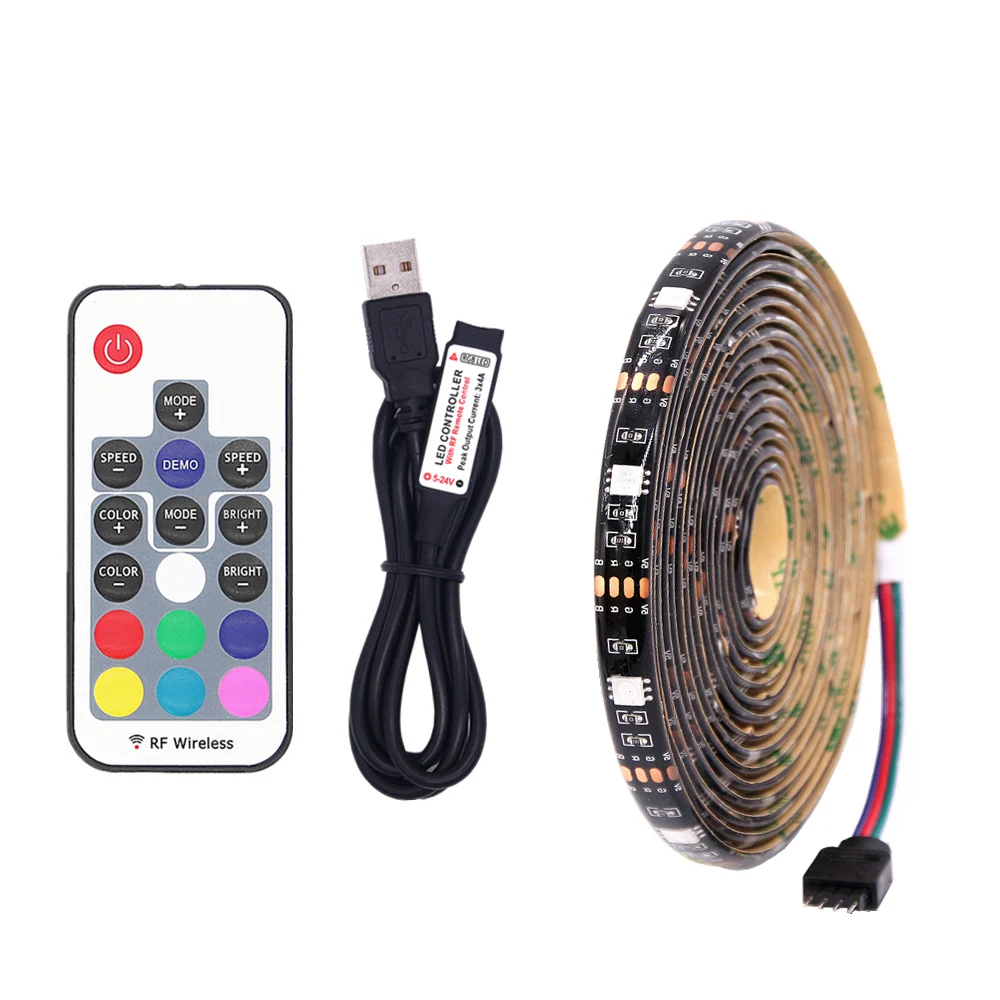 DC 5 В 5050 SMD RGB USB кабель питания Светодиодная лента светильник СВЕТОДИОДНЫЙ гибкая