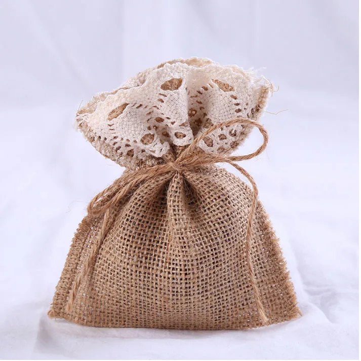 Кружевной Hessian Подарочный мешочек с кулиской 10x15 см (3 5 &quotx 6&quot) Упаковка из 50