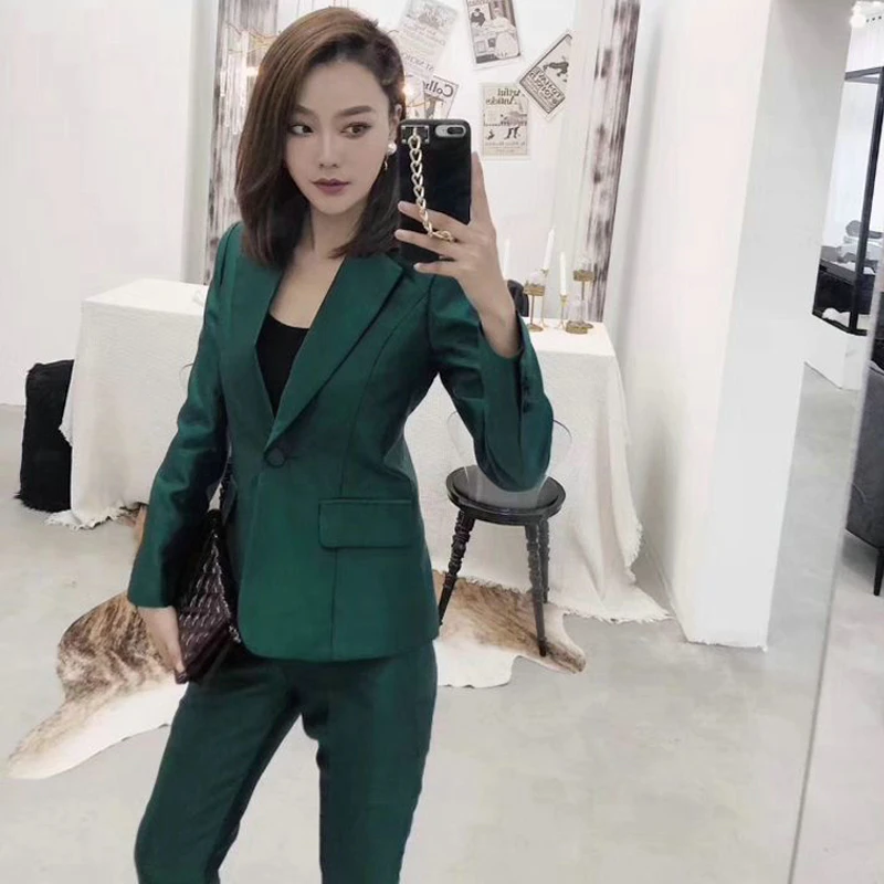 Офисная Женская одежда комплект брюк женские деловые костюмы в полоску с